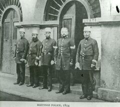 H001023 Hastings Poliice outside the police station, High Street, Hastings 1854 - Flickr - East Sussex Libraries Historical Photos.jpg